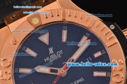 Hublot Big Bang King Swiss Valjoux 7750-CHG Automatic Rose Gold Case with stick Markers and Black Rubber Strap