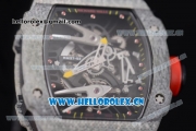 Richard Mille RM027-2 Miyota 9015 Automatic Carbon Fiber Case with Skeleton Dial Dot Markers and Black Nylon Strap