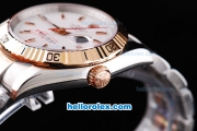 Rolex Datejust Turn-O-Graph Oyster Perpetual Two Tone with Gold Bezel and White Dial
