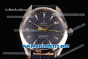 Omega Aqua Terra 150 M Master Co-Axial Clone 8500 Automatic Steel Case with Black Dial Stick Markers and Blue Leather Strap (EF)