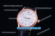 Rolex Cellini Time Asia 2813 Automatic Rose Gold Case with White Dial Blue Leather Strap and Stick Markers