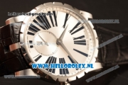 Roger Dubuis Excalibur Clone Roger Dubuis RD830 Automatic Steel Case with Silver Dial Stick Markers and Black Genuine Leather