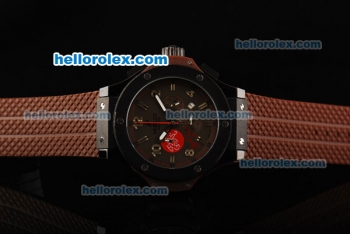 Hublot Big Bang King Chronograph Miyota Quartz Movement Chocolate Dial with Brown Rubber Strap