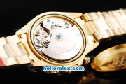 Rolex Daytona Swiss Valjoux 7750 Chronograph Movement Full Gold with Black Subdials and White Stick Marker