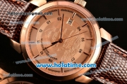 Vacheron Constantin Patrimony Miyota 9015 Automatic Rose Gold Case with Champagne Dial and Brown Leather Strap