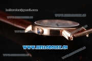 Cartier Rotonde De Tourbillon Asia 6497 Manual Winding Rose Gold Case with White Dial and Roman Numeral Markers Brown Leather Strap