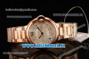 Cartier Ballon Bleu De Medium Swiss ETA 2671 Automatic Rose Gold Case Silver Dial Diamonds Markers and Rose Gold Bracelet - 1:1 Original