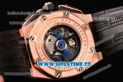 Audemars Piguet Royal Oak Offshore Chronograph Swiss Valjoux 7750 Automatic Rose Gold Case with Steel Bezel Arabic Numeral Markers and Black Dial (EF)