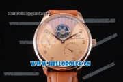 IWC Portuguese Tourbillon Asia ST25 Automatic Rose Gold Case with Rose Gold Dial Arabic Numeral Markers and Brown Leather Strap
