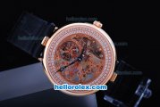 Patek Philippe Skeleton Manual Winding Movement With Rose Gold Case and Leather Strap