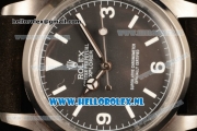 Rolex Explorer Steel Case 2813 Auto with Black Dial and Black Nylon Strap