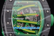 Richard Mille RM 59-01 Miyota 9015 Automatic PVD Case with Skeleton Dial Dot/Arabic Numeral Markers and Green Rubber Strap