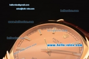 Rolex Cellini Danaos Swiss Quartz Yellow Gold Case with Brown Leather Strap Gold Dial Stick Markers