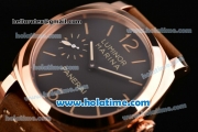 Panerai PAM 422 Luminor Marina Asia 6497 Manual Winding Rose Gold Case with Brown Leather Strap Stick/Numeral Markers and Black Dial