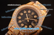 Rolex Datejust Automatic Full Rose Gold with Diamond Bezel-Black Dial-Lady Size