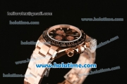 Rolex Daytona Chrono Swiss Valjoux 7750 Automatic Rose Gold Case with Stick Markers Black Dial and Black Ceramic Bezel