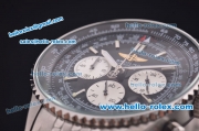 Breitling Navitimer Chronograph Miyota Quartz Movement Steel Case and Bracelet with Black Dial