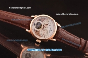 Jaeger-LECoultre Grande Complication Tourbillon Asia ST23 Automatic Rose Gold Case with White Dial and Brown Leather Strap