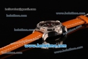 Breitling Avenger Seawolf Swiss ETA 2836 Automatic Stainless Steel Case with Orange Leather Bracelet Black Dial and Numeral Markers