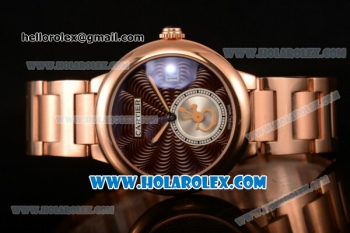 Cartier Rotonde De Miyota Quartz Rose Gold Case/Bracelet with Brown Dial