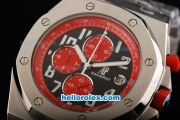 Audemars Piguet Royal Oak Offshore Japanese Miyota Quartz Movement with Black/Red Dial and Silver Case-SS Strap