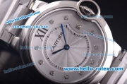 Cartier ballon bleu de Swiss ETA Quartz Full Steel with White Dial and Diamond Markers