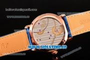 Cartier Rotonde De Asia Manual Winding Rose Gold Case with Diamonds Bezel Blue Dial and White Roman Numeral Markers