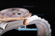 Rolex Datejust Oyster Perpetual Automatic Rose Gold Bezel with White Dial and Roman Marking-Small Calendar