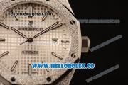 Audemars Piguet Royal Oak Clone Calibre AP 3120 Automatic Full Steel with White Dial and Stick Markers (EF)