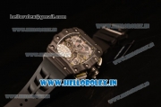 Richard Mille RM11-03 Swiss Valjoux 7750 Automatic Carbon Fiber Case Skeleton Dial With Arabic Numeral Markers Black Rubber Strap 1:1 Original(KV)