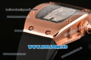 Richard Mille RM007 Miyota 6T51 Automatic Rose Gold Case with Diamonds Dial and Black Rubber Strap