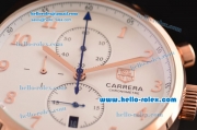 Tag Heuer Carrera Heritage Chrono Miyota OS10 Quartz Rose Gold Case with Brown Leather Strap White Dial