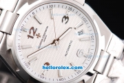 Vacheron Constantin Overseas Automatic Movement Silver Case with White Grid Dial and SS Band