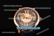 Cartier Rotonde De Cartier Asia Automatic Rose Gold Case with Black Skeleton Dial and Blue Inner Bezel