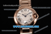 Cartier Ballon Bleu De Small Swiss Quartz Rose Gold Case/Bracelet with Silver Dial and Black Roman Numeral Markers