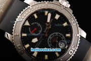 Ulysse Nardin Maxi Marine Automatic Movement Steel Case with Black Dial and Black Rubber Strap