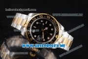 Rolex GMT-Master II Asia 2813 Automatic Two Tone Case/Bracelet with Black Dial and Dot Markers