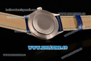 Rolex Cellini Time Asia 2813 Automatic Steel Case with White Dial Blue Leather Strap and Stick Markers