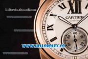 Cartier Calibre De Cartier Miyota 9015 Automatic Rose Gold Case with White Dial and Green Leather Strap