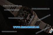 Richard Mille RM 011 Chronograph Miyota 9015 Automatic Carbon Fiber Case with Skeleton Dial White Arabic Numeral Markers and Rubber Strap (KV)