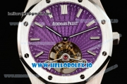 Audemars Piguet Royal Oak Tourbillon Swiss Tourbillon Manual Winding Movement Steel Case Purple Dial With Stick Markers Steel Bracelet