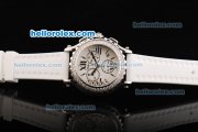 Chopard Happy Sport Chronograph Miyota Quartz Movement White Dial with Diamond Bezel and White Rubber Strap Chopard Happy Sport Chronograph Miyota Quartz Movement White Dial with Diamond Bezel and White Rubber Strap