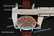 Patek Philippe Calatrava Miyota OS2035 Quartz Rose Gold Case with White Roman Numeral Markers and Brown Dial