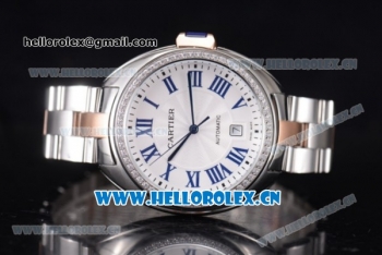 Cartier Cle de Cartier Asia ST16 Automatic Two Tone Case/Bracelet White Dial and Roman Markers