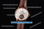 Audemars Piguet Jules Audemars Tourbillon Swiss Tourbillon Manual Winding Rose Gold Case with Silver Dial Stick Markers and Brown Leather Strap (FT)