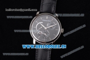 Audemars Piguet Jules Audemars Dual Time Asia ST25 Automatic Steel Case Black Dial Stick Markers and Black Leather Strap