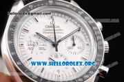 Omega Speedmaster Apollo 13 Silver Snoopy Award Limited Edition Copy Venus 75 Manual Winding Steel Case with White Dial Black Leather Strap and Stick Markers (EF)