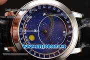 Patek Philippe Grand Complication Sky Moon Celestial Compass Miyota 9015 Automatic Steel Case with Blue Dial and Blue Genuine Leather Strap (GF)