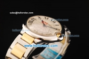 Cartier Ballon Bleu De Cartier Swiss ETA 2824 Automatic Movement Steel Case with White Dial and Two Tone Strap