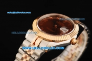 Rolex Datejust II Oyster Perpetual Automatic Movement Steel Case with Brown Dial and Rose Gold Bezel-Two Tone Strap
